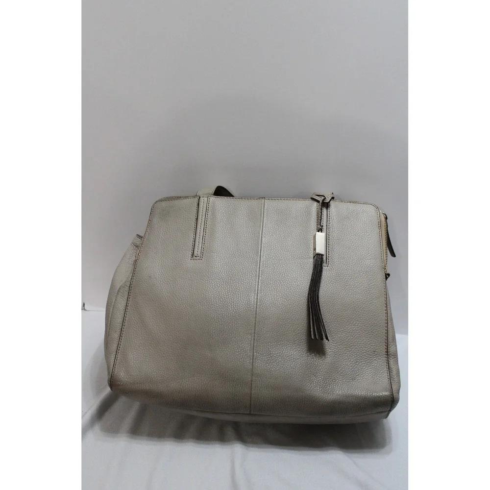 Kate Spade New York Light Gray Pebbled Leather Triple Compartment Tote Bag